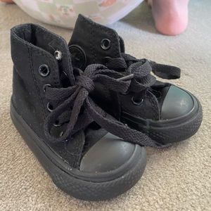 All Black Baby High Top Converse Size 2